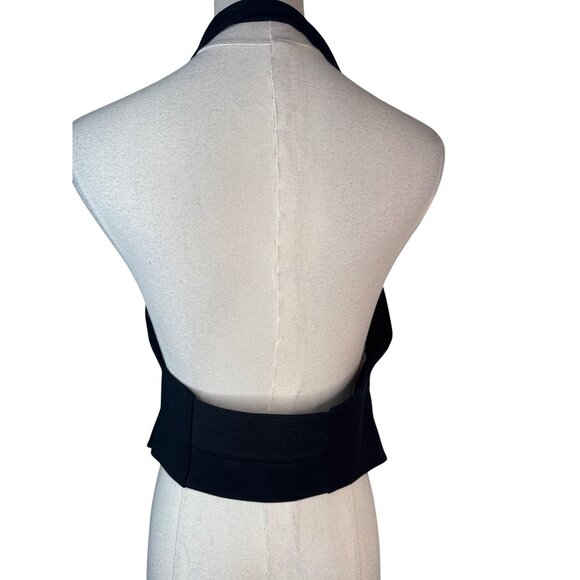 BCBGMAXAZRIA Black Halter Vest Medium Wool Blend Dry Clean Only - Picture 13 of 15